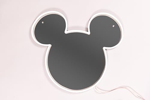 YELLOWPOP Neonschilder, Disney Mickey Mouse Spiegel (Silber), Neonschilder für Wanddekoration, energieeffiziente LED-Neonlichter für alle Wände, einfach zu installierendes individuelles Neonschild und von YELLOWPOP