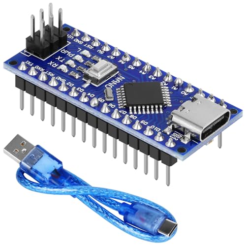 YELUFT 1 Stück Vorgelötetes Nano-Board mit Kabel 328P MCU CH340G 5V 16MHz Mikrocontroller Kompatibel mit Arduino IDE (Typ-C-Schnittstelle) von YELUFT