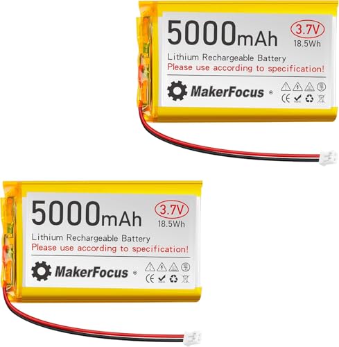 YELUFT 2 Stück 3,7V 5000mAh Lithium-Polymer-Akku mit Integrierter Schutzplatine und PH2.0-Stecker Kompatibel mit WisBlock Meshtastic, Raspberry Pi USV(Umgekehrte Polarität) von YELUFT