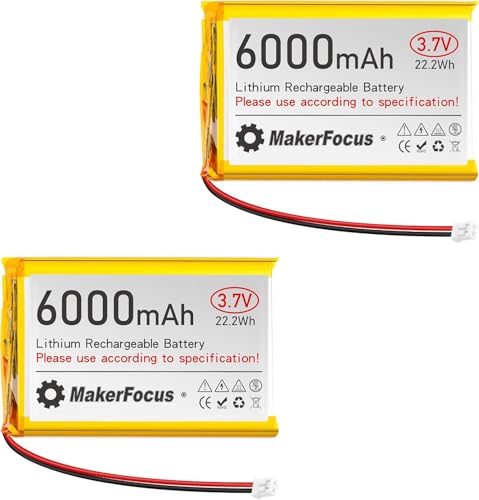 YELUFT 2 Stück 3,7V 6000mAh Lithium-Polymer-Akku mit Integrierter Schutzplatine und PH2.0-Stecker Kompatibel mit WisBlock Meshtastic, Raspberry Pi USV(Umgekehrte Polarität) von YELUFT