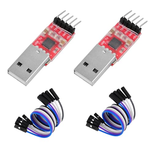 YELUFT 2 x CP2102 USB-auf-TTL-Modul, serieller Konverter-Adapter, Downloader für UART STC 3,3 V und 5 V Programmier-Mikrocontroller mit Überbrückungskabel von YELUFT