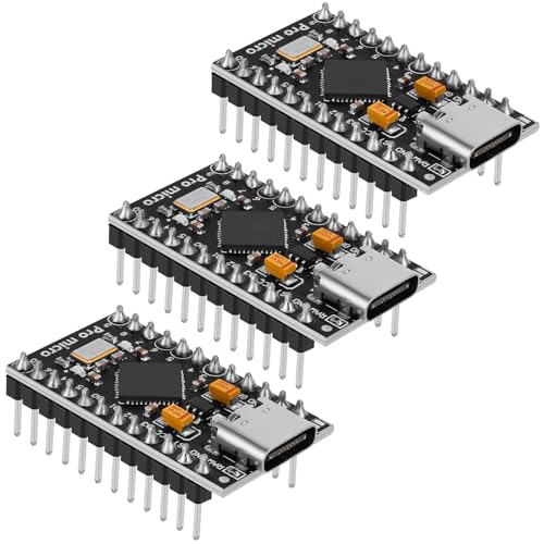 YELUFT 3 Stück Vorgelötetes Pro Micro 32U4 5V 16MHz Entwicklungsboard Mikrocontroller USB-C-Schnittstelle Kompatibel mit Arduino IDE YELUFT 3 Stück Vorgelötetes Pro Micro 32U4 5V 16MHz Entwicklungsboard Mikrocontroller USB-C-Schnittstelle Kompatibel mit Arduino IDE von YELUFT