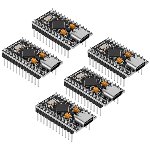 YELUFT 5 Stück Vorgelötetes Pro Micro 32U4 5V 16MHz Entwicklungsboard Mikrocontroller USB-C-Schnittstelle Kompatibel mit Arduino IDE YELUFT 5 Stück Vorgelötetes Pro Micro 32U4 5V 16MHz Entwicklungsboard Mikrocontroller USB-C-Schnittstelle Kompatibel mit Arduino IDE von YELUFT