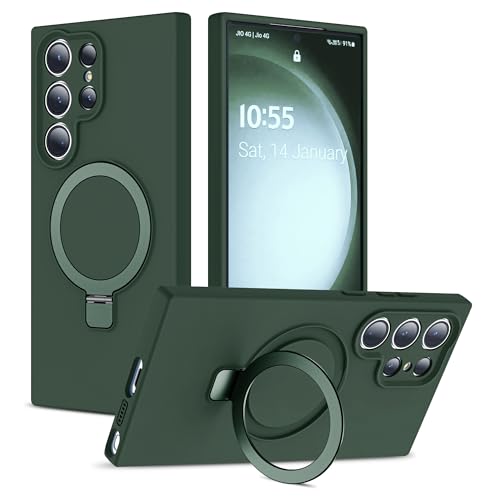 YEMORAN Entworfen für Samsung Galaxy S24 Ultra 17,2 cm (6,8 Zoll), mit magnetischem Ringständer [kompatibel mit Mag-Safe], [militärischer Schutz], dünne Flüssigsilikon-Schutzhülle für Herren, Wowen von YEMORAN