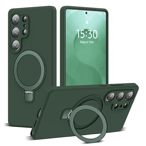YEMORAN Entworfen für Samsung Galaxy S25 Ultra 17,5 cm (6,9 Zoll) mit magnetischem Ringständer [kompatibel mit Mag-Safe] [militärischer Schutz], dünne Flüssigsilikon-Schutzhülle für Herren, Wowen von YEMORAN
