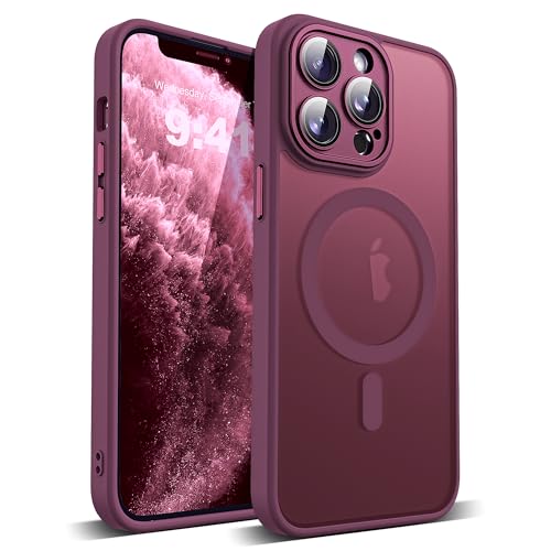 YEMORAN Kompatibel mit iPhone 11 Pro Hülle mit integriertem Kameraobjektivschutz, lichtdurchlässig, magnetisch, 11 Pro Handyhülle 14,7 cm (5,8 Zoll), kompatibel mit Mag-Safe, tolles Griffgefühl, Rot von YEMORAN
