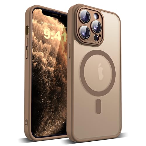 YEMORAN Schutzhülle für iPhone 11 Pro Max, durchscheinend, magnetisch, 16,5 cm (6,5 Zoll), integrierter Kameralinsenschutz, kompatibel mit Mag-Safe, tolles Griffgefühl, Wüstenbraun von YEMORAN