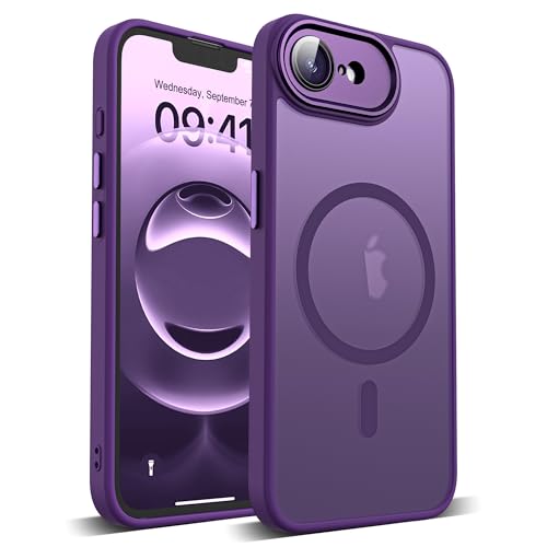 YEMORAN Schutzhülle für iPhone 16E, durchscheinend, magnetisch, 15,5 cm (6,1 Zoll), integrierter Kameralinsenschutz, kompatibel mit Mag-Safe, tolles Griffgefühl, Violett von YEMORAN