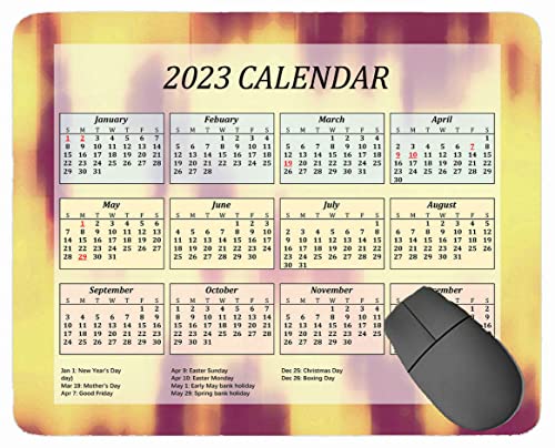 2023 Kalender Mauspad mit Feiertagen, Kräuteranlagen Blendung Licht Anti-Rutsch-Gummi Mousepad mit dauerhaften genähten Kanten von YENDOSTEEN