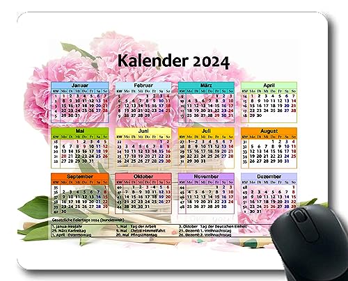 YENDOSTEEN 2024 Kalender Computer Mauspad mit genähtem Rand,Helle grelle grüne Farbe rutschfeste Gummi-Mauspads für Bürocomputer,Laptop Kalender 325 von YENDOSTEEN