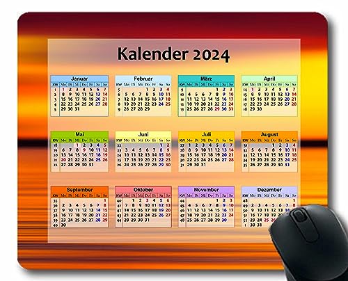 YENDOSTEEN 2024 Kalender Mauspad,Gaming-Mauspads,Heller runder Schirm grün Mauspad für Laptop,Computer,Büro,Schreibtischzubehör von YENDOSTEEN