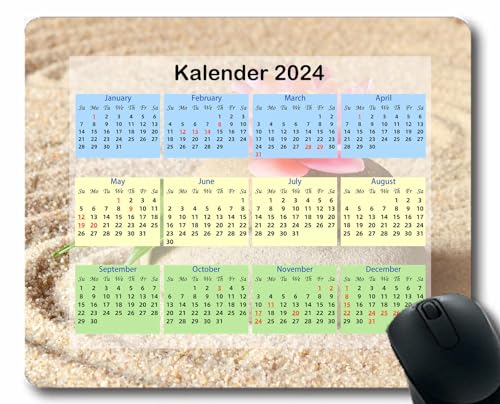 YENDOSTEEN 2024 Kalender Mauspad,Heller runder Schirm grün Mauspad für Laptop,Computer,Büro,Schreibtischzubehör Kalender 633 von YENDOSTEEN