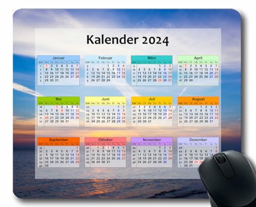 YENDOSTEEN 2024 Kalender Mauspad,Spiel Naht Mousepad, Hellgrüne Volltonfarbe 2024 Kalender Horizontale Version Natur Gaming Mauspad von YENDOSTEEN
