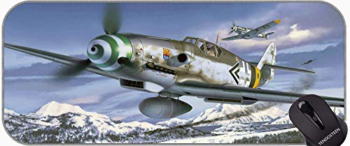 YENDOSTEEN Erweiterte Gaming-Mausmatte / -Polster - groß, messerschmidt BF 109 Kampffartflugzeug-Mauspad mit genähten Kanten von YENDOSTEEN