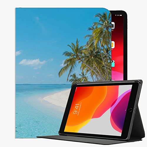 YENDOSTEEN Hülle Kompatibel mit iPad 9/8/7 (10,2 Zoll,Modell 2021/2020/2019,Strand Palmen Sand mit Auto Schlaf-/Aufwachfunktion von YENDOSTEEN