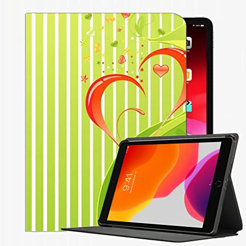 YENDOSTEEN Hülle mit Pencil Halter für iPad Air 10.5" 2019 (3. Generation) / iPad Pro 10.5" 2017,Herzlinien Muster grün mit Auto Schlaf-/Aufwachfunktion von YENDOSTEEN