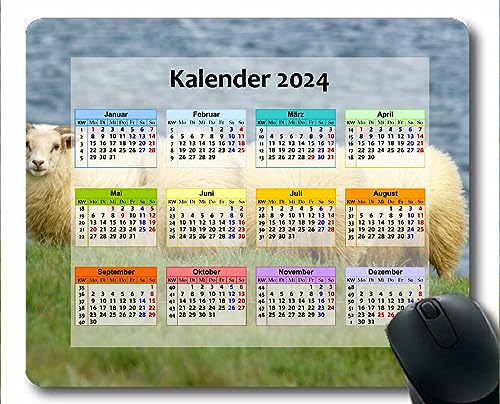 YENDOSTEEN Kalender 2024 Mauspad mit Feiertagen,Gaming-Mauspads,Lichtlinie Mehrfarbig Gummi-Mauspad,Gilt für Spiele,Zuhause,Schule,Büro-Mauspad (2024 Kalender) von YENDOSTEEN