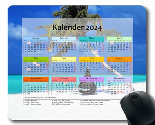 YENDOSTEEN Kalender-Mauspad,2024 Kalender,Bandlichtform hell Büro Desktop Quadratisch Anti-Rutsch Mauspad von YENDOSTEEN