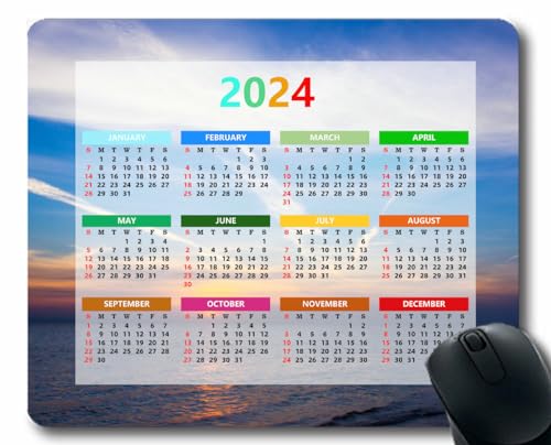 YENDOSTEEN Kalender-Mauspad,2024 Kalender,Fotoshooting mit sitzendem Kaninchen und Farblicht Mauspad für Laptop,Computer,Büro,Schreibtischzubehör von YENDOSTEEN