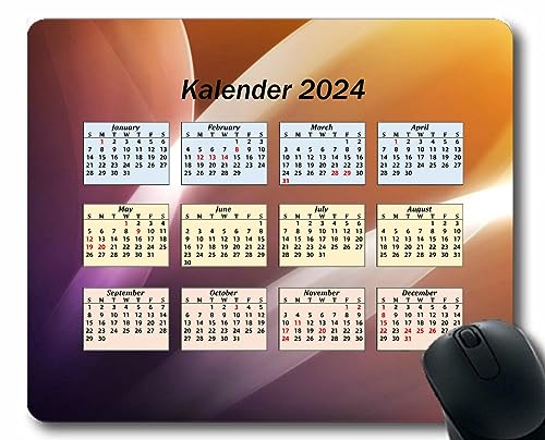 YENDOSTEEN Mauspad 2024 Kalender mit Feiertagen,Grüner Lichtfleck 2024 Kalender Horizontale Version Natur Gaming Mauspad von YENDOSTEEN