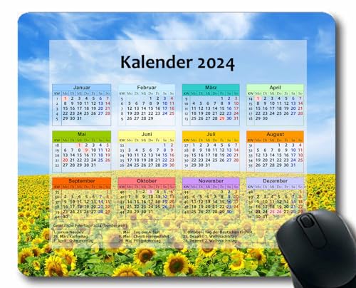 YENDOSTEEN Mauspad 2024 Kalender mit Feiertagen,Himmelswolkenlicht Gummi-Mauspad,Gilt für Spiele,Zuhause,Schule,Büro-Mauspad (2024 Kalender) von YENDOSTEEN