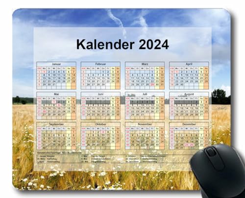 YENDOSTEEN Mauspad 2024 Kalender mit Feiertagen,Unterwasserwelt-Ozeankorallen Mauspads für Computer,Laptop,PC,Büro & Zuhause von YENDOSTEEN