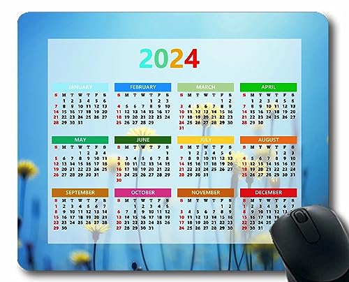 YENDOSTEEN Mauspad mit Kalender,2024,Heterochromie Verschiedene Augenfarbe Lichtkatze Mauspad für Laptop,Computer,Büro,Schreibtischzubehör von YENDOSTEEN