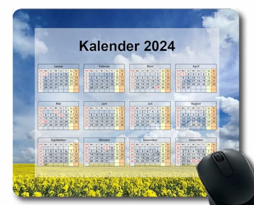 YENDOSTEEN Mauspad mit Kalender 2024,Farbe helle Blütenblätter Büro Desktop Quadratisch Anti-Rutsch Mauspad Kalender 1031 von YENDOSTEEN