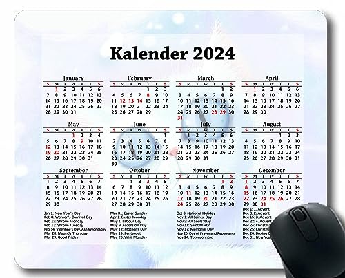 YENDOSTEEN Mauspad mit Kalender 2024 HD-Schriftart with Holidays,Hintergrund -Beulen Licht Gaming-Mauspad von YENDOSTEEN
