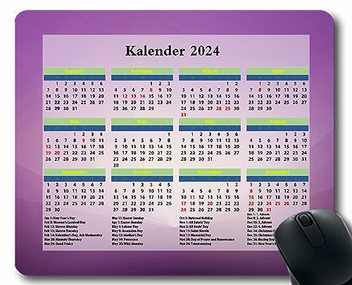YENDOSTEEN Mauspad mit Kalender 2024 HD-Schriftart with Holidays,Tröpfchenoberflächenlicht Maus-Pads von YENDOSTEEN