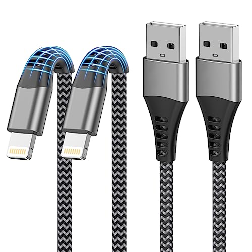 iPhone Ladekabel 2M 2Pack, Lightning Kabel Apple MFi Zertifiziert iPhone Schnellladekabel 2M Lang iPhone Kabel Nylon Fast USB Ladekabel für iPhone 14 13 Pro Max mini XS Max XR X 8 7 Plus 6 6s Plus 5 von YEONPHOM