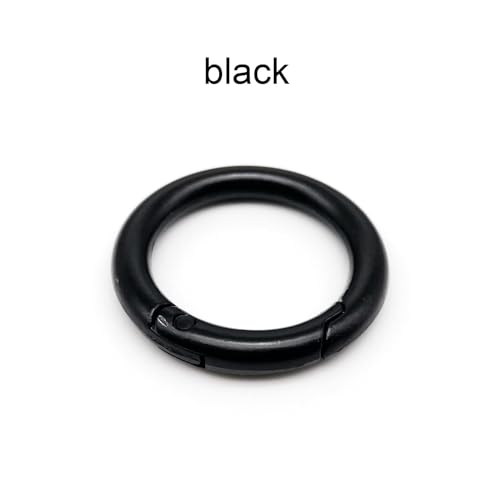 Metall-Federtor-O-Ring, zu öffnen, for Ledertasche, Handtasche, Gürtelschnalle, Schlüsselanhänger, Gepäckanhänger, Hundekette, Schnappverschluss, Clip, Haken(Black,Inner diameter 20mm) von YEPENG