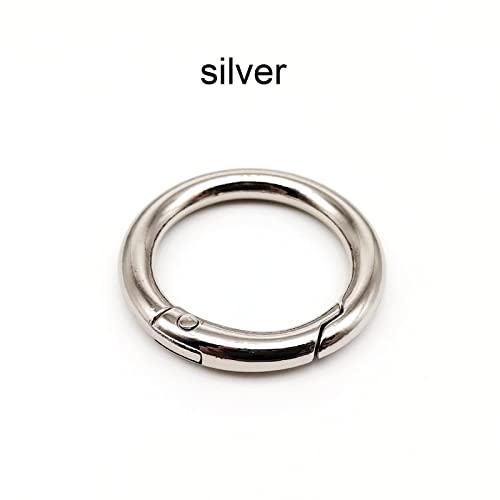 Metall-Federtor-O-Ring, zu öffnen, for Ledertasche, Handtasche, Gürtelschnalle, Schlüsselanhänger, Gepäckanhänger, Hundekette, Schnappverschluss, Clip, Haken(Silver,Inner diameter 25mm) von YEPENG