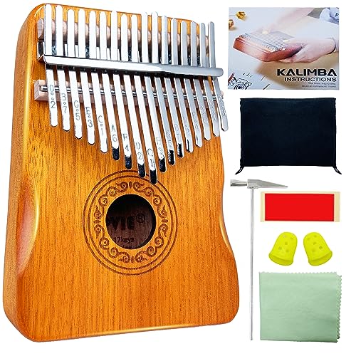 YEPVIE Kalimba 17 Schlüssel, Daumenklavier mit Lernpaket, Professionelle Kalimba Instrument, Mahagoni Kalimba thumb piano für Kinder, Erwachsene (Braun) von YEPVIE