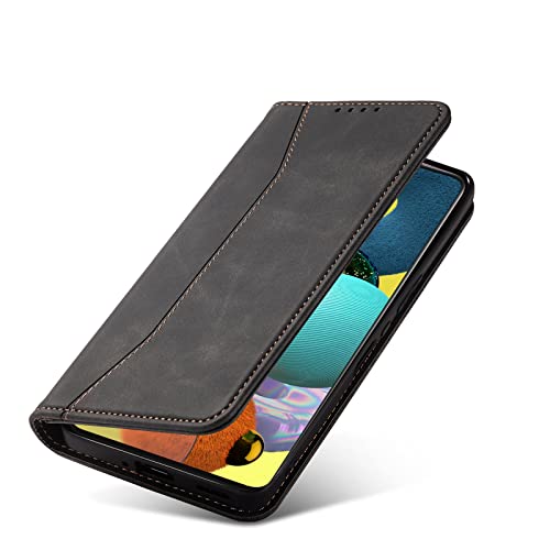 Handyhülle kompatibel mit Samsung A51 Leder PU Wallet Case, Magnetverschluss Flip Phone Case Ledertasche Samsung S20/PLUS/FE A51 5G Flip Cover Cover (Schwarz) von YEQIU