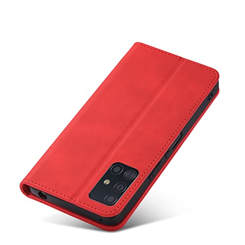 Handyhülle kompatibel mit Samsung A51 Leder PU Wallet Case, Magnetverschluss Flip Phone Case Ledertasche Samsung S20/PLUS/FE A51 5G Flip Cover Cover (rot) von YEQIU