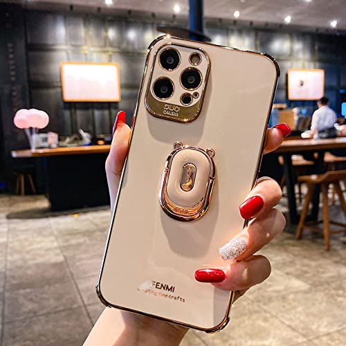 Pink Bear Bracket Electroplating for iPhone 12 Mini 5G Anti-Fall Silicone Phone case for 12 Pro MAX 11 Pro XS XR X SE Plus 12 13 Mini Case, Phone Holder Ring Grip Case von YEQIU