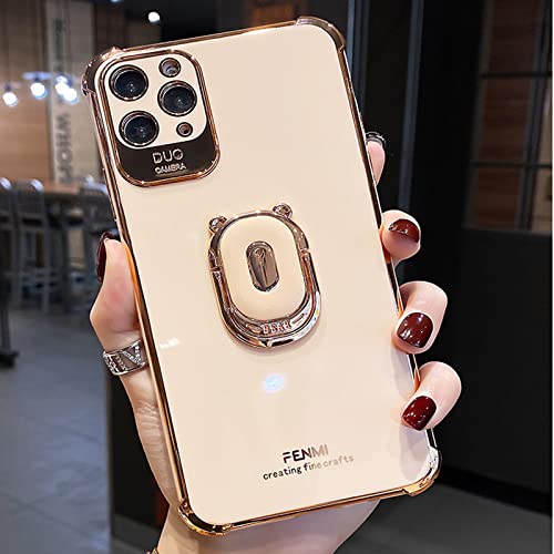 Pink Bear Bracket Electroplating for iPhone 12 pro 5G Anti-Fall Silicone Phone case for 12 Pro MAX 11 Pro XS XR X SE Plus 12 13 Mini Case, Phone Holder Ring Grip Case von YEQIU