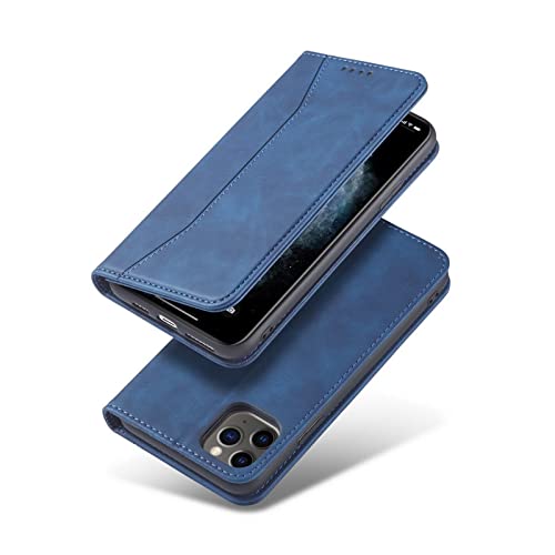 YEQIU Handyhülle für iPhone 12, Leder, PU-Leder, Brieftaschen-Hülle, Magnetverschluss, Klapphülle, kompatibel mit iPhone 13/12 Pro Max 5G Cover (blau) von YEQIU