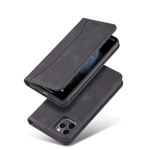 YEQIU Schutzhülle für iPhone 13 Pro, 17 cm (6,7 Zoll), PU-Leder, Magnetverschluss, Klapphülle, kompatibel mit iPhone 13/12 Pro Max 5G, Schwarz von YEQIU