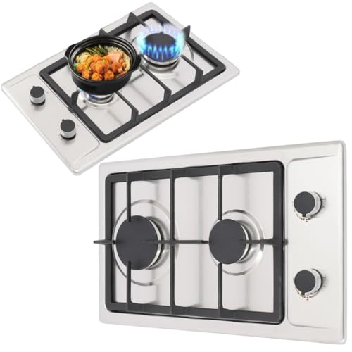 Kochfeld, Gas, Doppelbrenner, elektronische Zündung 2 Brenner 3 kW + 1,75 KW2, Edelstahl, Einbauherd, Stahl, 51 x 31 x 10 cm, LPG, natürlich, Einbaumontage, Kochfeld, Gas, Doppelbrenner, elektronische Zündung 2 Brenner 3 kW + 1,75 KW2, Edelstahl, Einbauherd, Stahl, 51 x 31 x 10 cm, LPG, natürlich, Einbaumontage, von YESTAIM
