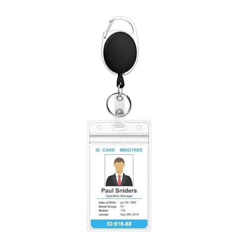1 x einziehbarer Ausweishalter, PU-Leder, Porte-Buspass-Hülle, transparent, für Herren und Damen, Bank-/Kreditkartenhalter, Kartenhalter (transparent) von YETONADO