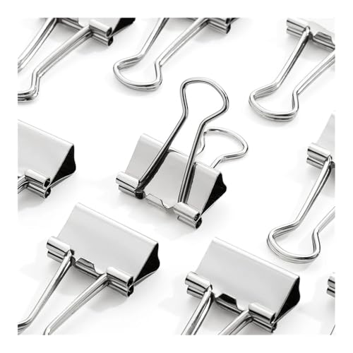 5–30 Stück Binder-Clips, Metall, Aktenklammern, Büroklammern, Edelstahl, 15/19/32/50 mm, Büroklammern, Büroklammern, Schulbedarf (15 mm, 30 Stück) von YETONADO