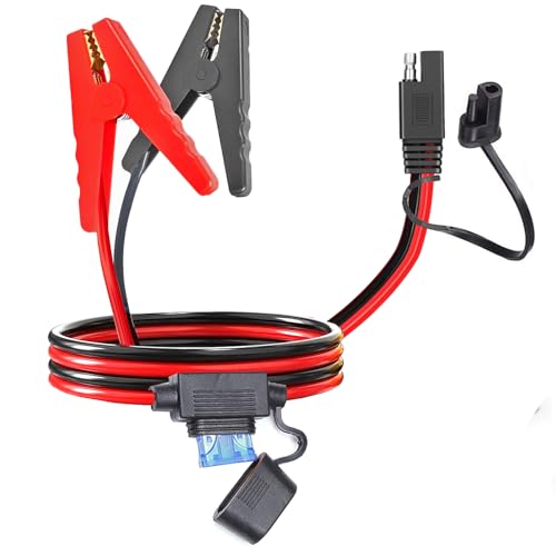 YETOR SAE Krokodilklemme, SAE Schnellverschluss Krokodilklemmen Adapter mit 2FT 10AWG, SAE Klemme nstecker, Ladeanschluss Kabel für Autos, Motorräder (Clip New) von YETOR