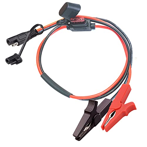 YETOR SAE Krokodilklemme, SAE Schnellverschluss Krokodilklemmen Adapter mit 2FT 14AWG, SAE Klemme nstecker, Ladeanschluss Kabel für Autos, Motorräder (SAE Klemme) von YETOR