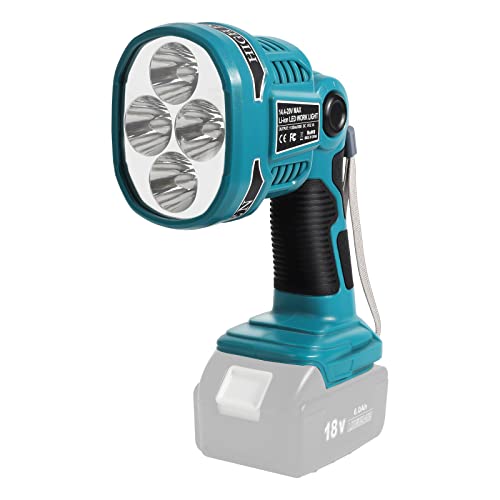 YEX-BUR LED-Licht für Makita 14,4V-18V Lithium-Ionen-Akku BL1860 Kabellose LED-Arbeitsleuchte Taschenlampe 12W 1120LM Baustellen-Taschenlampe mit 5V 2.1A USB-Anschluss 110 Grad schwenkbarer Kopf von YEX-BUR