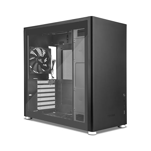 YEYIAN Hussar Plus Full Tower Motherboard PC-Gehäuse kompatibel mit ATX, Micro ATX, Mini ITX | Seitenwand aus gehärtetem Glas transparent | inkl. 1 x 120 mm Lüfter hinten von YEYIAN