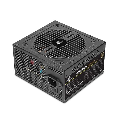 YEYIAN Raiden 650 W Netzteil, nicht modulares PC, 80 +, Bronze, PCIE 6+2, ATX 12 V, Version 2.0, 80 Plus, Bronze, Flachkabel, Lüfter 120 mm, PC, Gaming, kompatibel mit Nvidia AMD (Schwarz) von YEYIAN