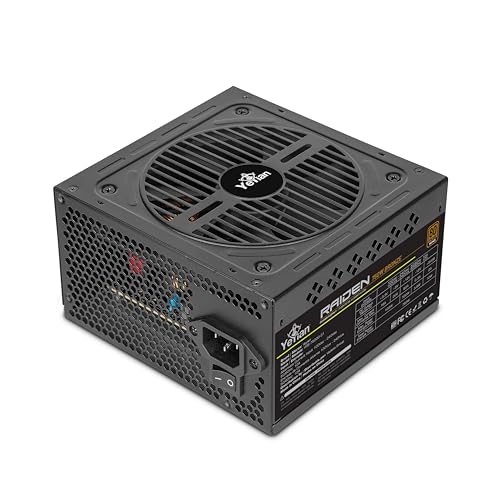 YEYIAN Raiden 750 W Netzteil, nicht modulares PC, 80 +, Bronze, PCIE 6+2, ATX 12 V, Version 2.3, 80 Plus, Bronze, Flachkabel, Lüfter 120 mm, Gaming-PC, kompatibel mit Intel Nvidia AMD (Schwarz) von YEYIAN