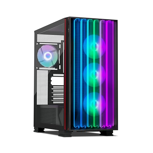 Yeyian Mirage X PC-Gamer-Box | Kompletter Turm | Gehäuse 1,0 mm | ATX-Netzteile 2, 3 | Seitenteil aus gehärtetem Glas | CPU-Kühler bis 180 mm | GPU bis zu 420 mm | 4 ARGB-PWM-Lüfter von YEYIAN